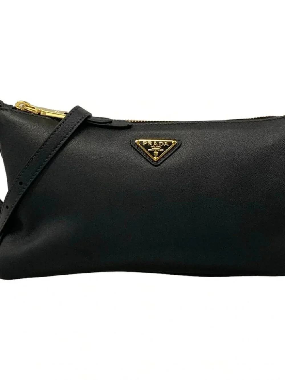 PRADA 1BC238 Black Leather Shoulder Bag